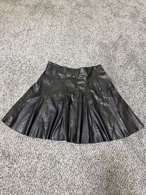 Zara Black Faux Leather Circle Skirt